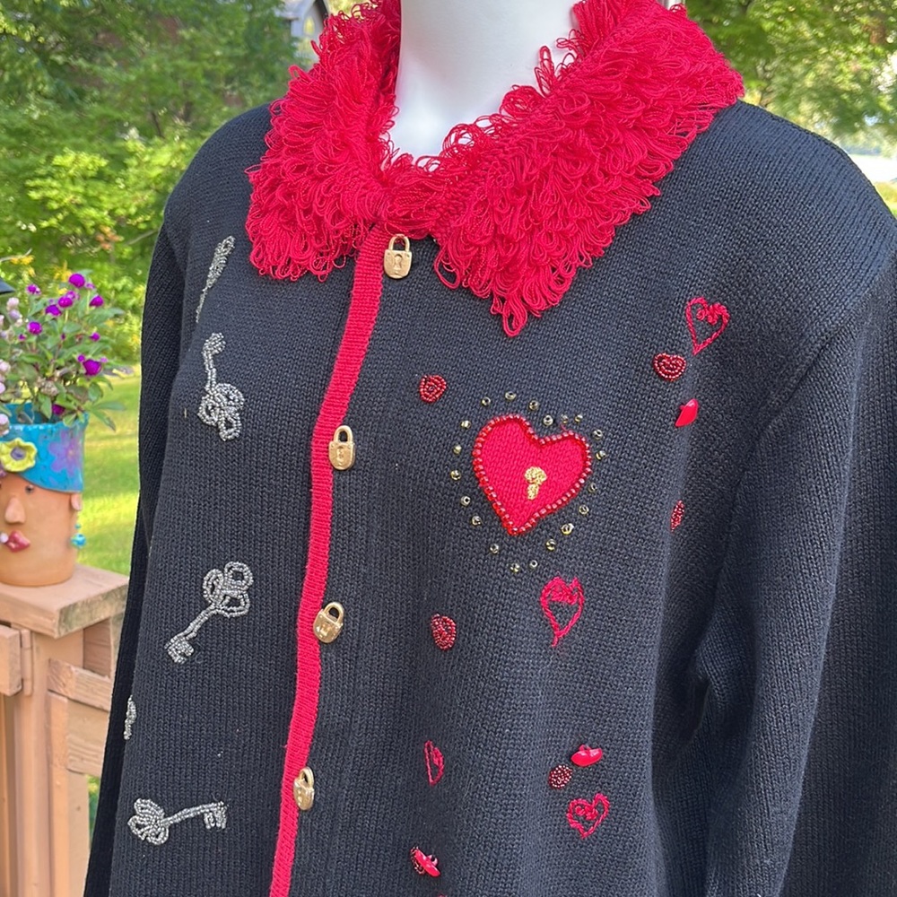 Vintage Storybook Key to my Heart sweater XXL - Picture 3 of 9